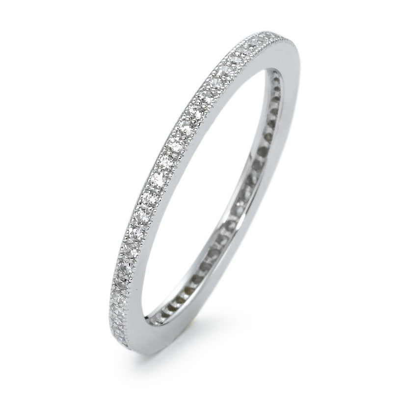 Memory Ring Silber Zirkonia 55 Steine rhodiniert