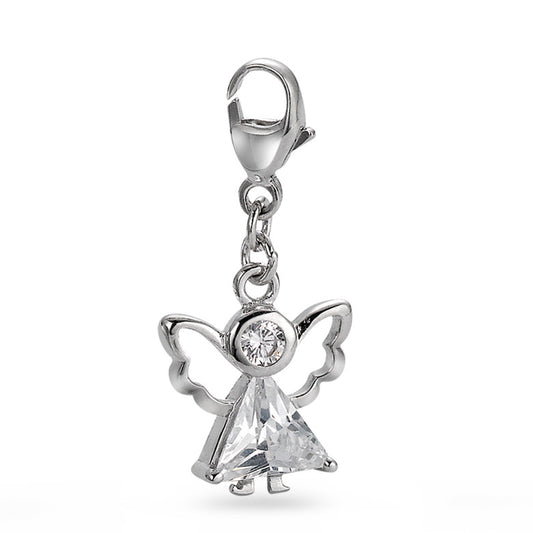 Charms Silber Zirkonia weiss, 2 Steine rhodiniert Engel