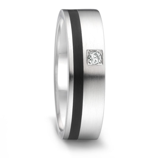 Partnerring Edelstahl, Keramik Diamant 0.04 ct, tw-si