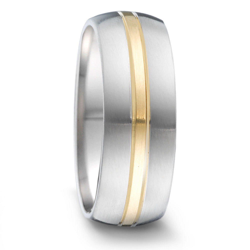 Partnerring Edelstahl, 750/18 K Gelbgold