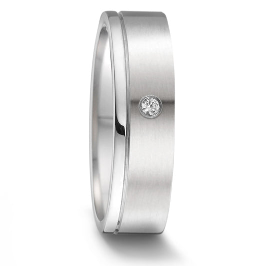 Partnerring Edelstahl Diamant 0.02 ct, tw-si