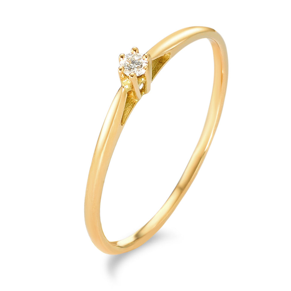 Solitär Ring 750/18 K Gelbgold Diamant 0.05 ct, w-si