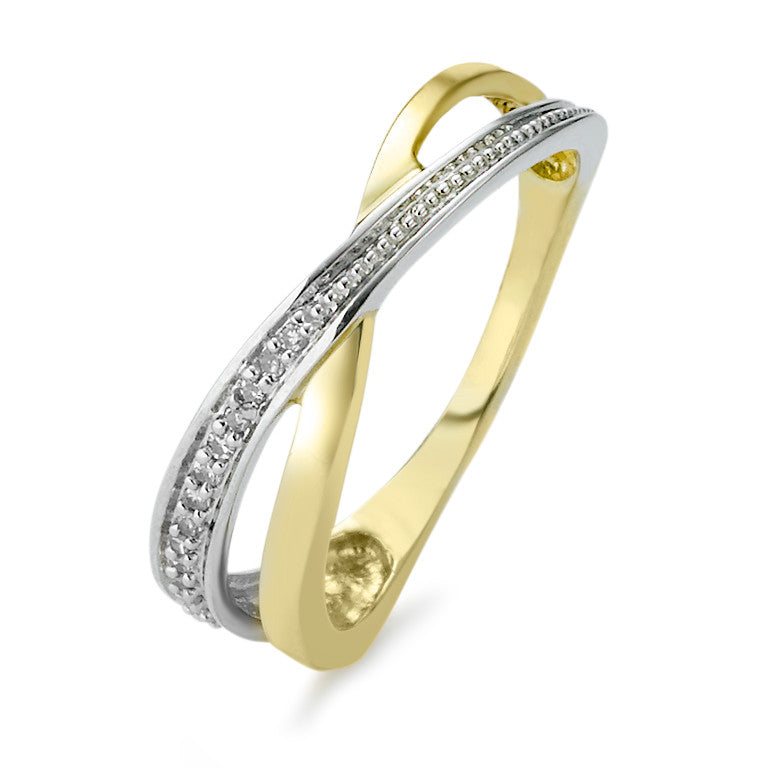 Fingerring 375/9 K Gelbgold Diamant 0.06 ct, 14 Steine, w-si