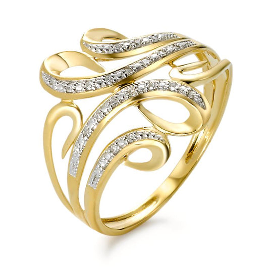 Fingerring 375/9 K Gelbgold Diamant 0.05 ct, 22 Steine, w-si