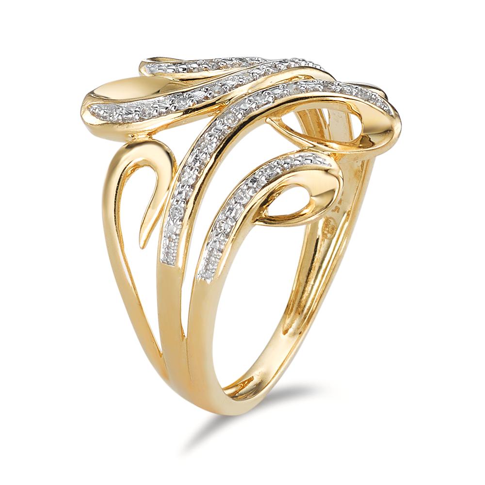 Fingerring 375/9 K Gelbgold Diamant 0.05 ct, 22 Steine, w-si