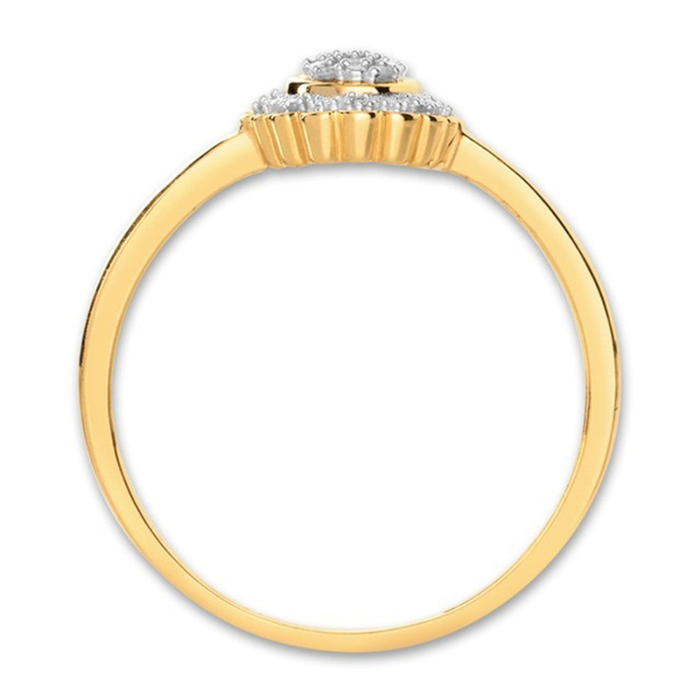 Fingerring 375/9 K Gelbgold Diamant 0.05 ct, 18 Steine, w-si