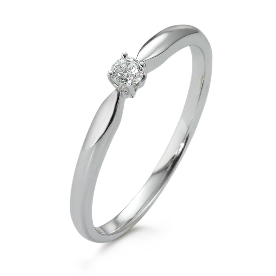 Solitär Ring 750/18 K Weissgold Diamant 0.10 ct, w-si