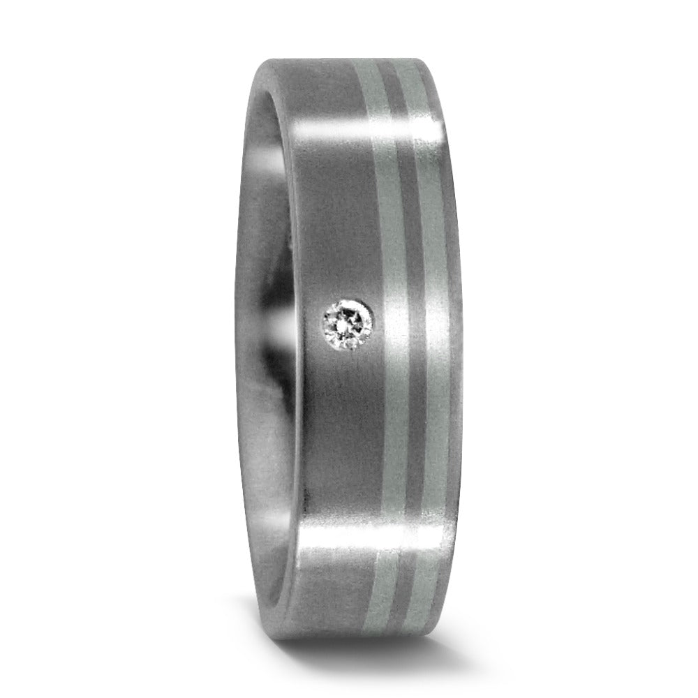 Partnerring Titan, 950 Platin Diamant 0.02 ct, w-si