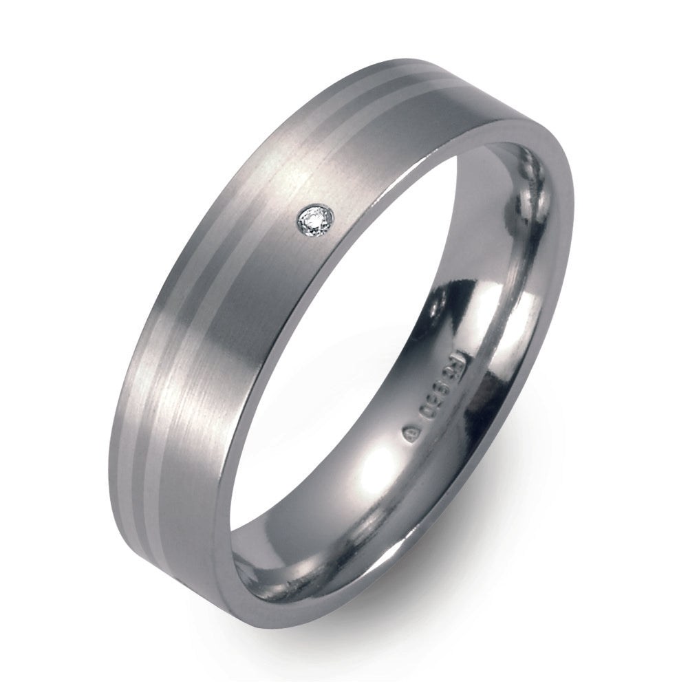 Partnerring Titan, 950 Platin Diamant 0.02 ct, w-si