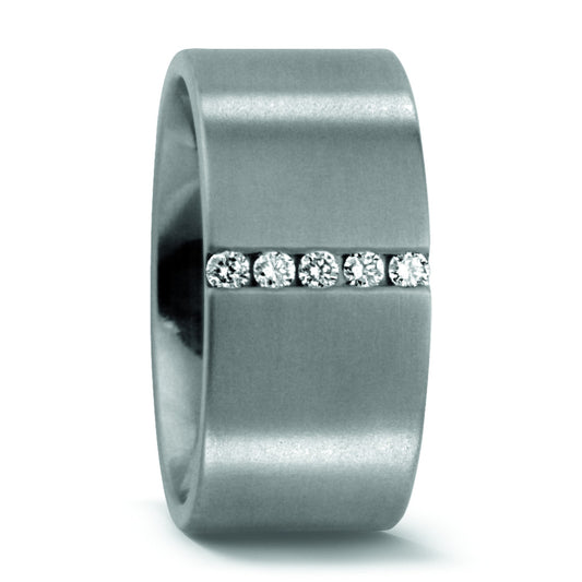 Partnerring Edelstahl Diamant 0.10 ct, 5 Steine, w-si