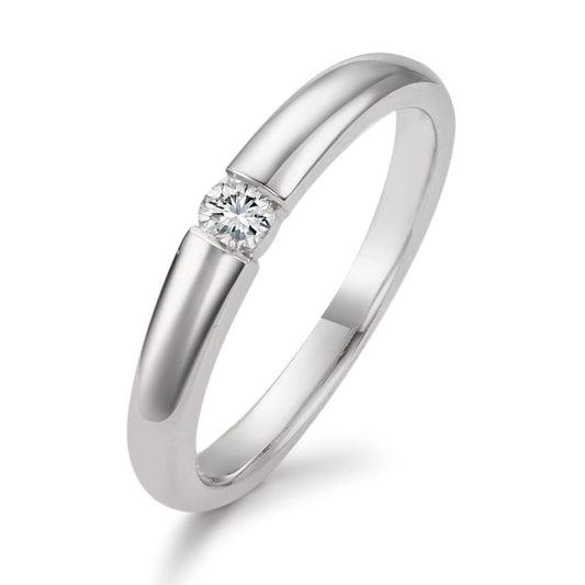 Solitär Ring 750/18 K Weissgold Diamant 0.10 ct, w-si