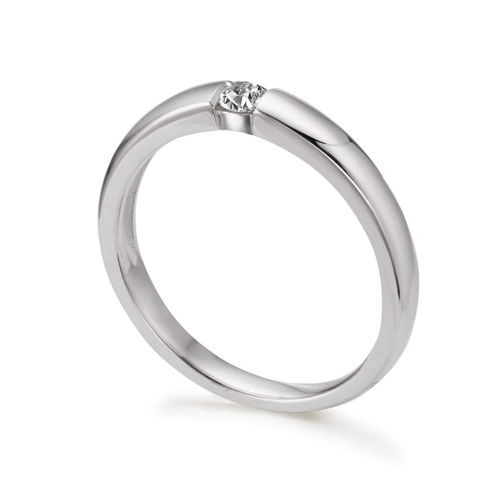 Solitär Ring 750/18 K Weissgold Diamant 0.10 ct, w-si