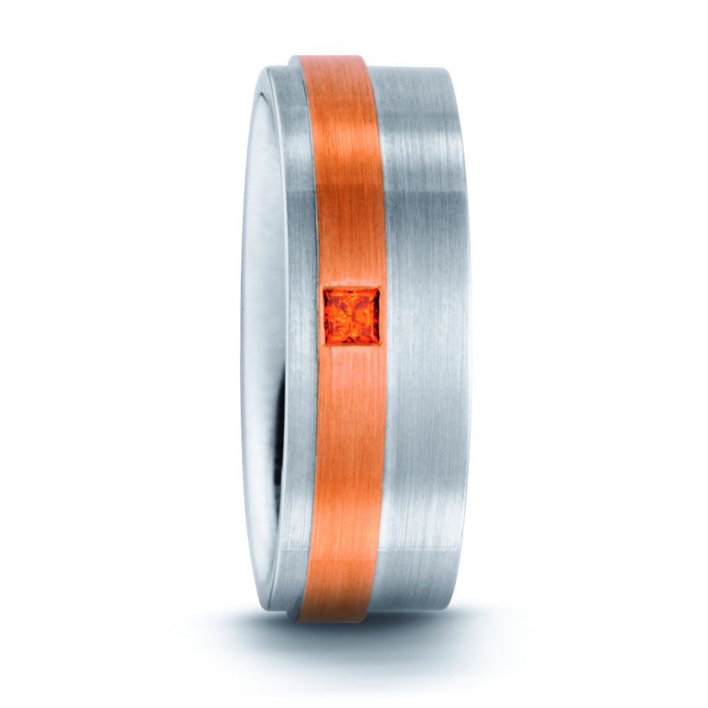 Fingerring 950 Platin Diamant orange, 0.05 ct, Carrée, w-si