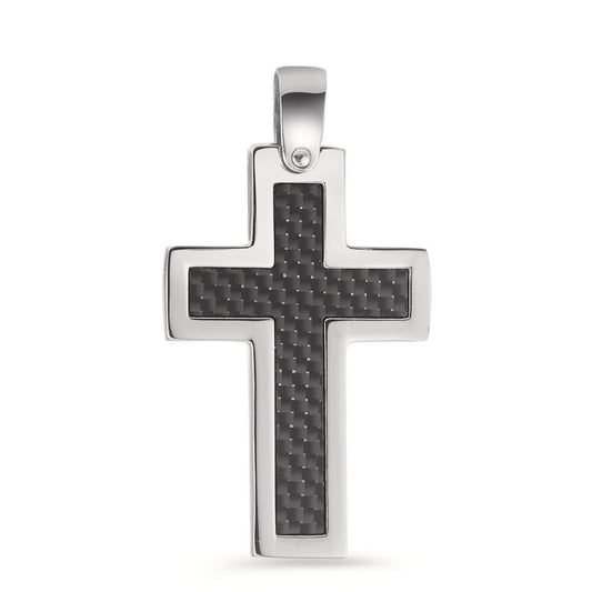 Anhänger Edelstahl, Carbon Kreuz