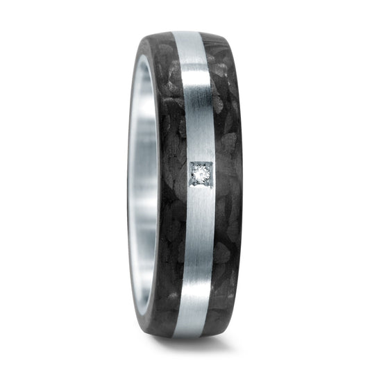 Partnerring Edelstahl, Carbon Diamant 0.02 ct, w-si