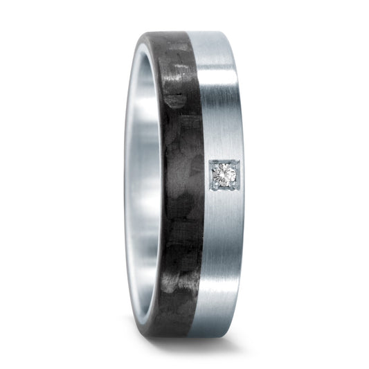 Partnerring Edelstahl, Carbon Diamant 0.02 ct, w-si