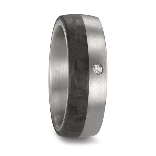 Partnerring Edelstahl, Carbon Diamant 0.02 ct, w-si