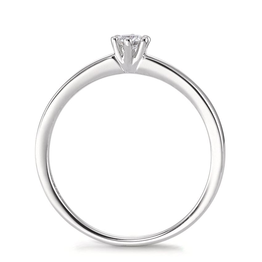 Solitär Ring 750/18 K Weissgold Diamant 0.10 ct, w-si