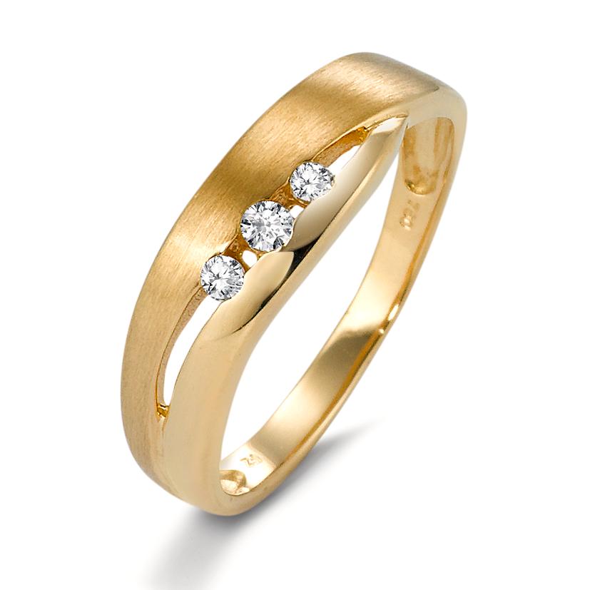 Fingerring 750/18 K Gelbgold Zirkonia 3 Steine