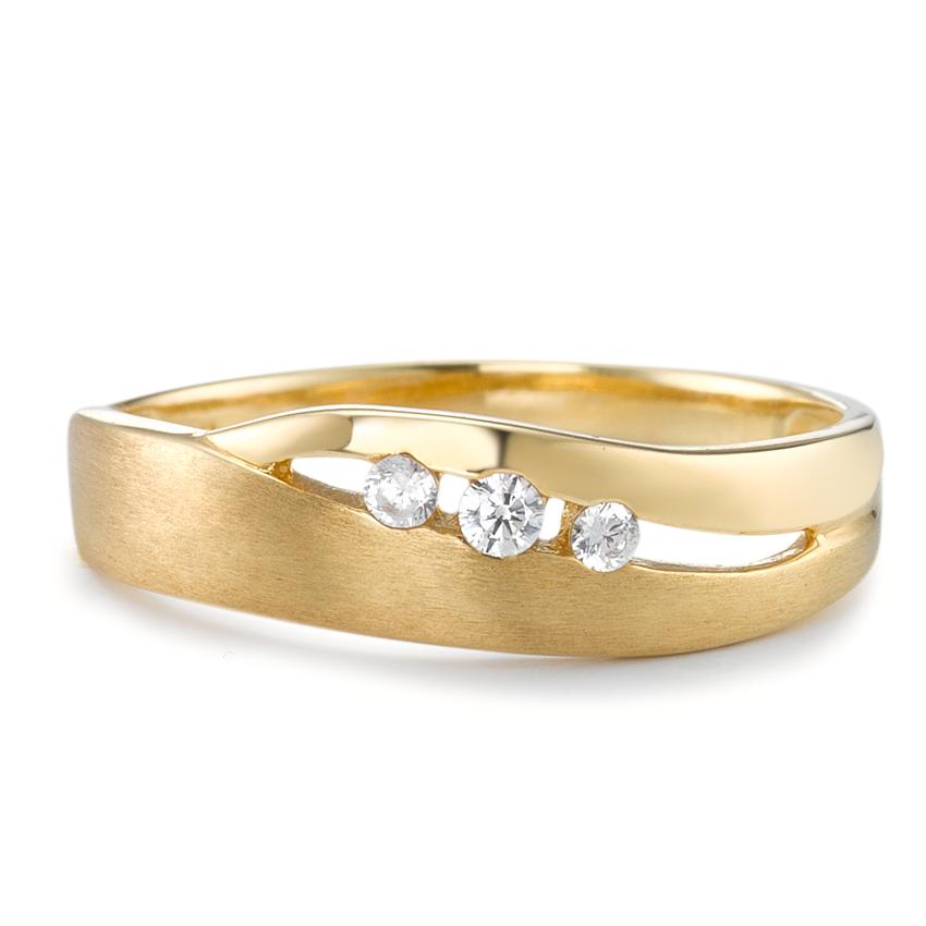 Fingerring 750/18 K Gelbgold Zirkonia 3 Steine