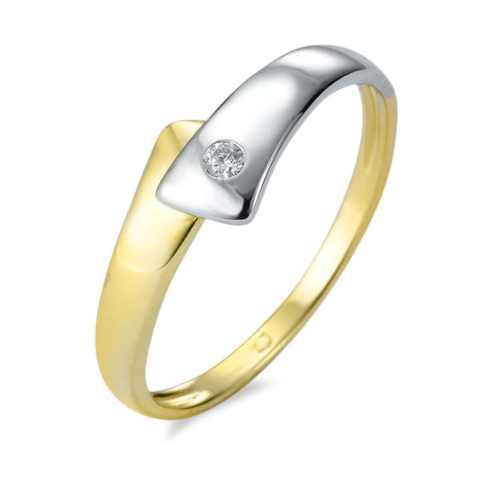 Fingerring 750/18 K Gelbgold, 750/18 K Weissgold Diamant w-si