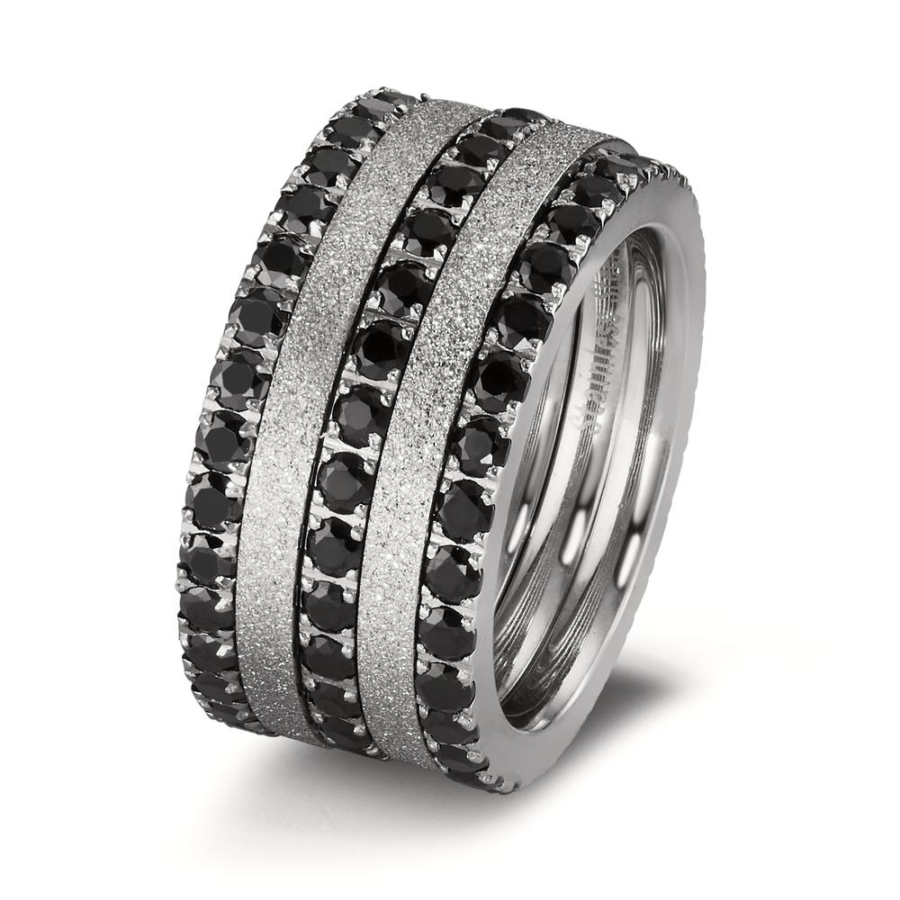 Memory Ring Edelstahl Zirkonia schwarz