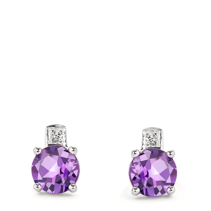 Ohrstecker 750/18 K Weissgold Amethyst violett, 0.01 ct, 2 Steine, facettiert, p1