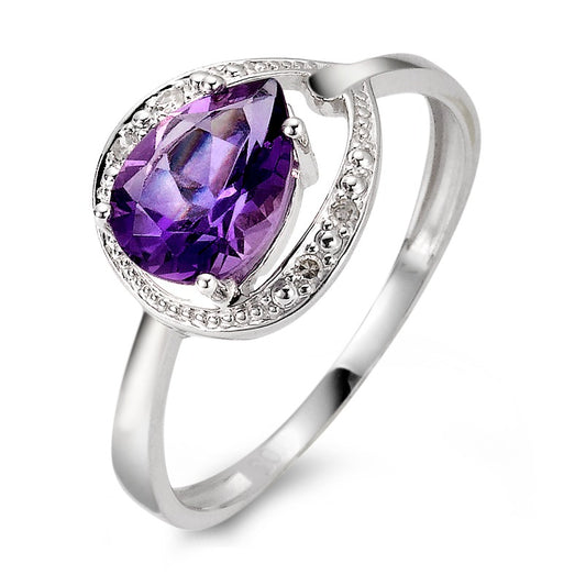 Fingerring 750/18 K Weissgold Diamant violett, 0.02 ct, 4 Steine, facettiert, p1