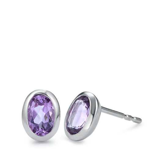 Ohrstecker 750/18 K Weissgold Amethyst violett, 2 Steine