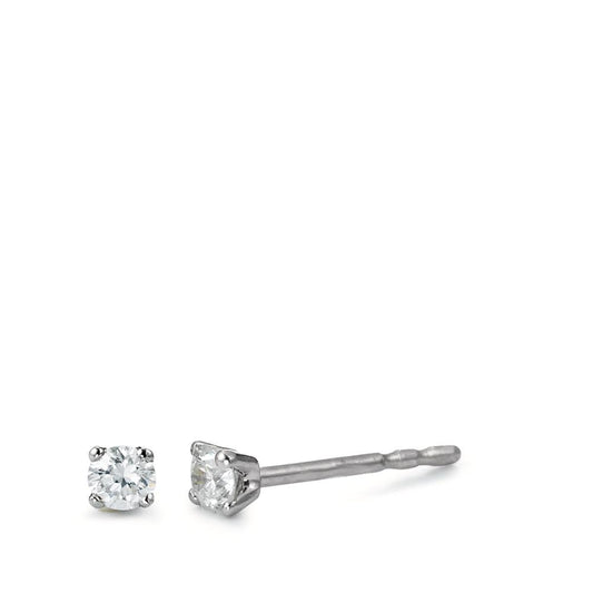 Ohrstecker 750/18 K Weissgold Diamant weiss, 0.15 ct, 2 Steine, Brillantschliff, w-si Ø2.5 mm