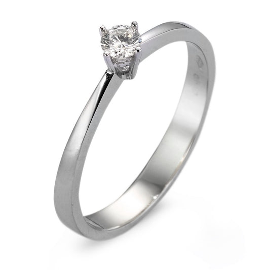 Solitär Ring 750/18 K Weissgold Diamant weiss, 0.10 ct, vsi rhodiniert