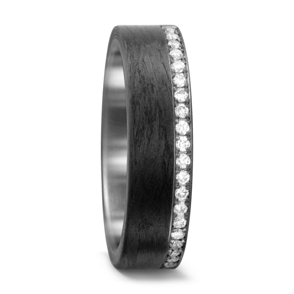 Partnerring 950 Palladium, Carbon Diamant weiss, 0.25 ct, 25 Steine, w-si