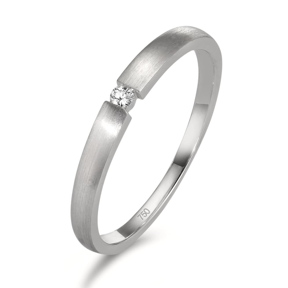 Solitär Ring 750/18 K Weissgold Diamant 0.03 ct, w-si