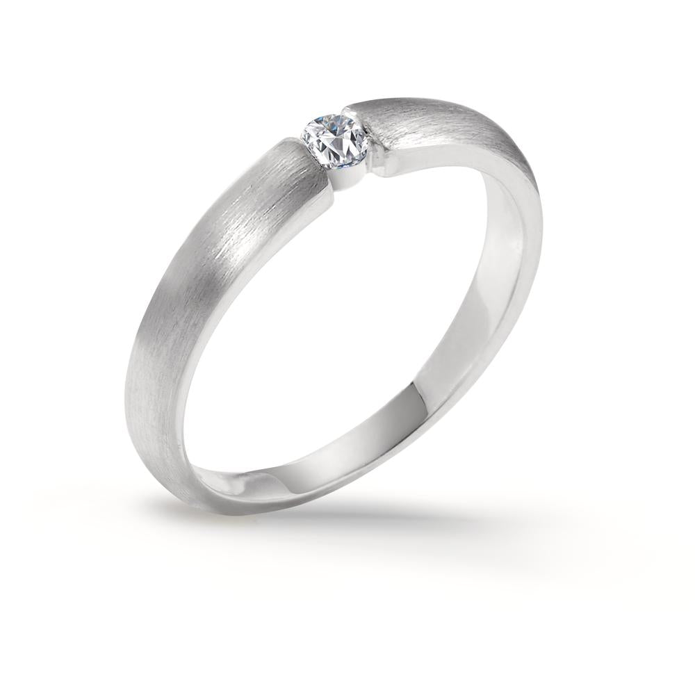 Solitär Ring 750/18 K Weissgold Diamant 0.06 ct, w-si