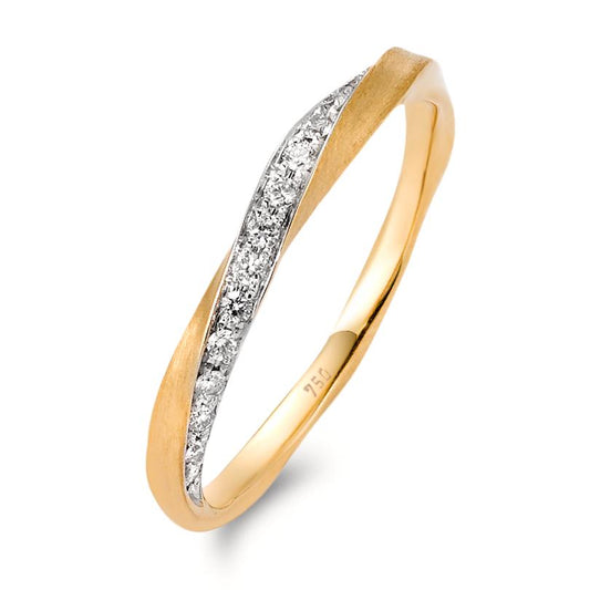 Fingerring 750/18 K Gelbgold Diamant 0.157 ct, 16 Steine, w-si