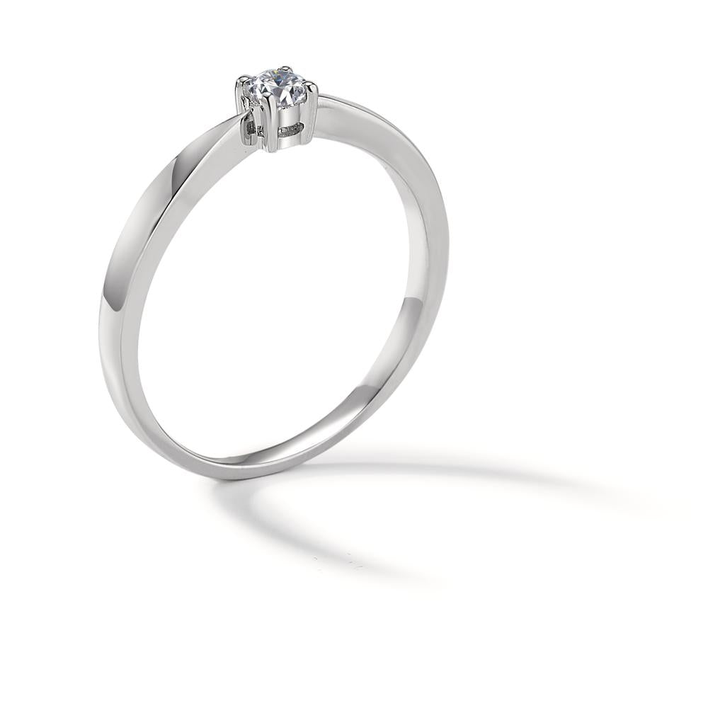 Solitär Ring 750/18 K Weissgold Diamant 0.10 ct, w-si