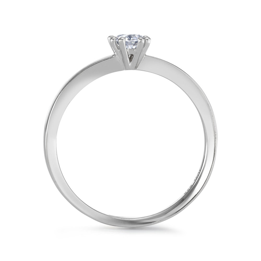 Solitär Ring Silber Zirkonia rund, 4 mm rhodiniert