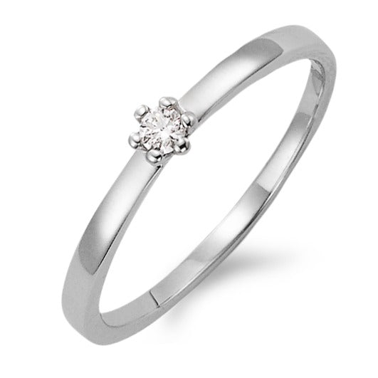 Solitär Ring 750/18 K Weissgold Diamant weiss, 0.05 ct, Brillantschliff, w-si