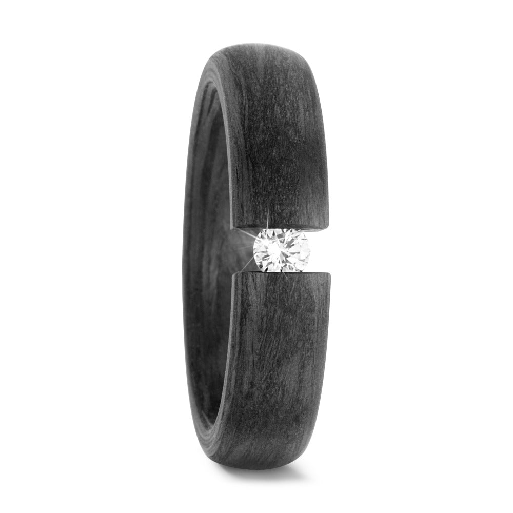 Fingerring Carbon Diamant weiss, 0.10 ct, w-si