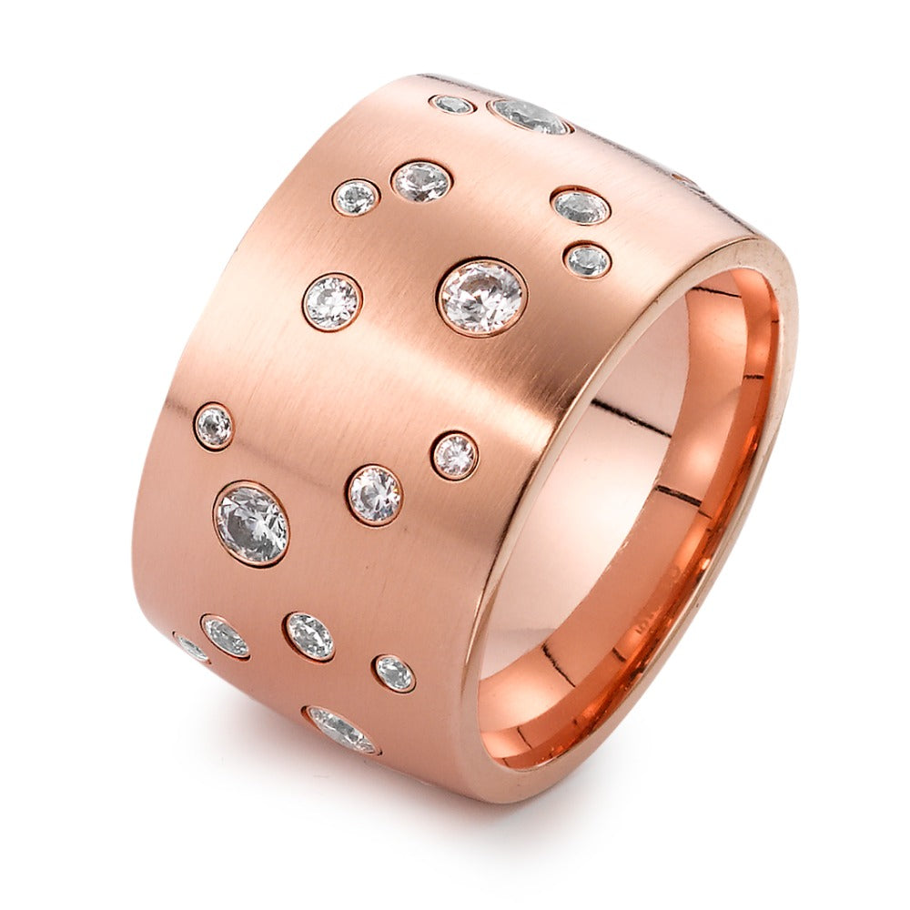 Fingerring Edelstahl Zirkonia weiss rosé PVD beschichtet