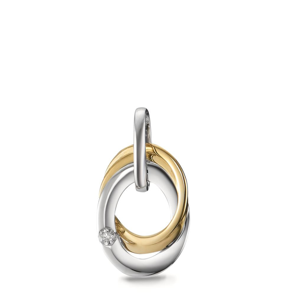 Anhänger 750/18 K Gelbgold, 750/18 K Weissgold Diamant weiss, 0.03 ct, Brillantschliff, w-si