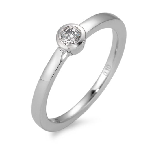 Solitär Ring 750/18 K Weissgold Diamant weiss, 0.10 ct, Brillantschliff, w-si