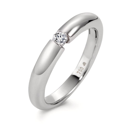 Solitär Ring 750/18 K Weissgold Diamant weiss, 0.10 ct, Brillantschliff, w-si