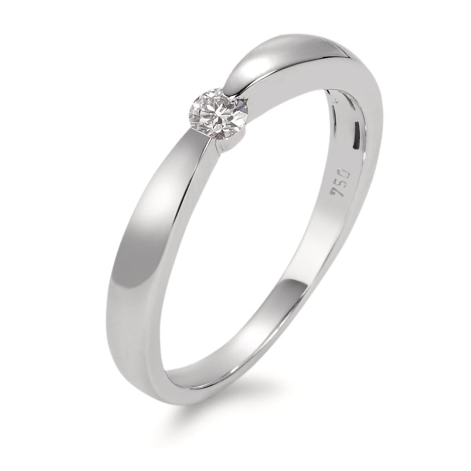 Solitär Ring 750/18 K Weissgold Diamant weiss, 0.10 ct, Brillantschliff, w-si