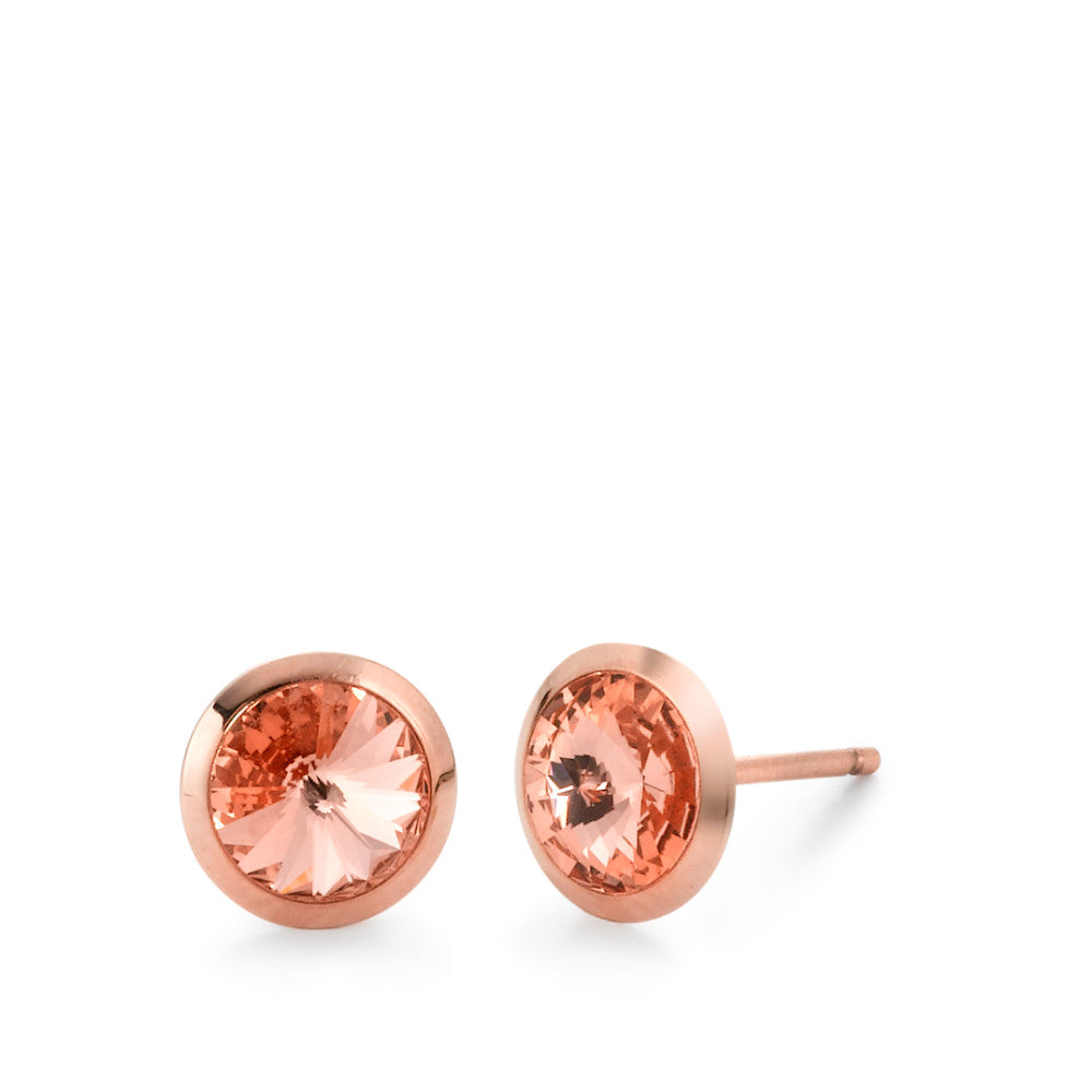 Ohrstecker Edelstahl Zirkonia rosa, 2 Steine rosé PVD beschichtet Ø8 mm