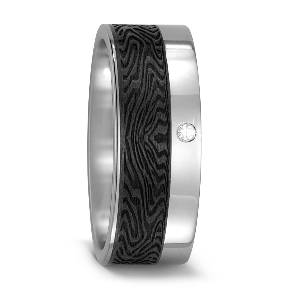 Fingerring Titan, Carbon Diamant 0.02 ct, w-si