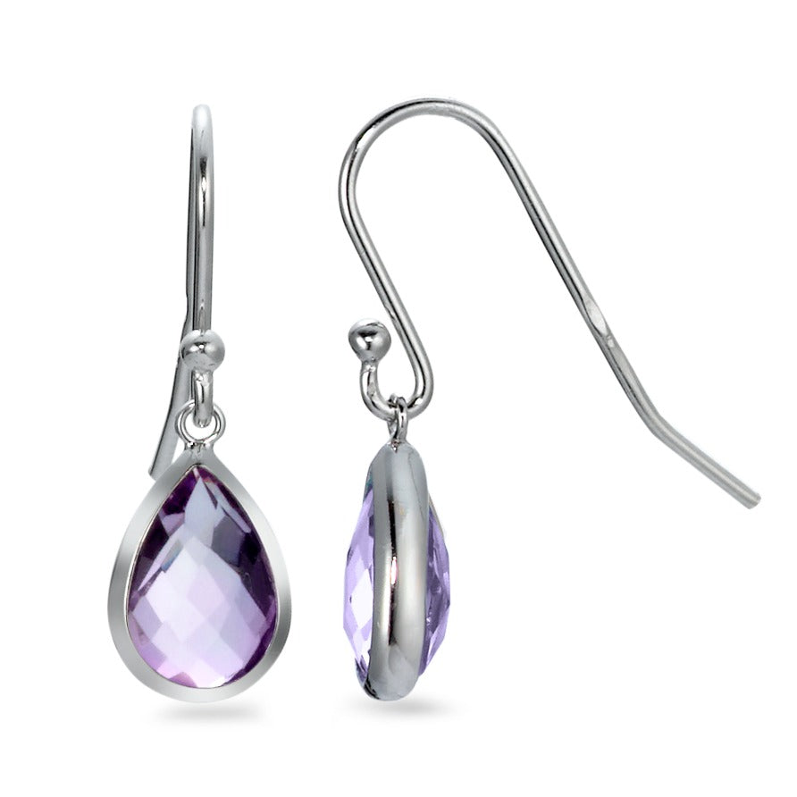 Ohrhänger Silber Amethyst rhodiniert