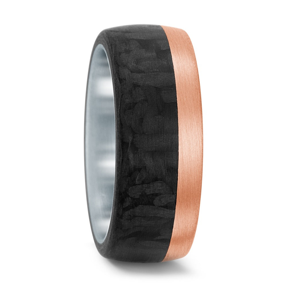 Partnerring Edelstahl, 750/18 K Rosegold, Carbon