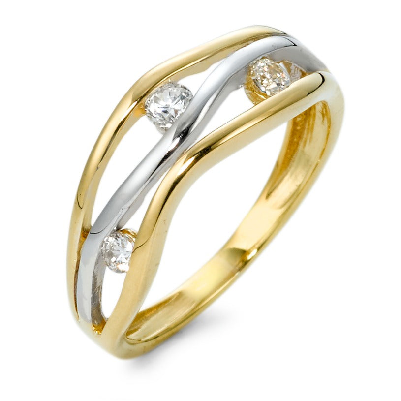 Fingerring 375/9 K Gelbgold Zirkonia 3 Steine