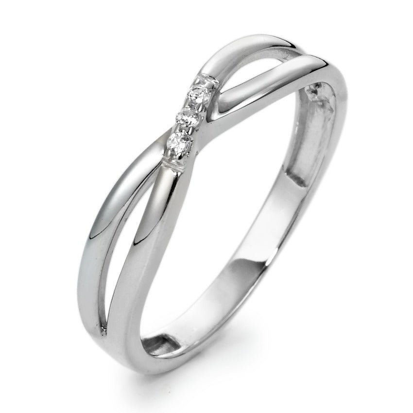 Fingerring 375/9 K Weissgold Zirkonia 3 Steine